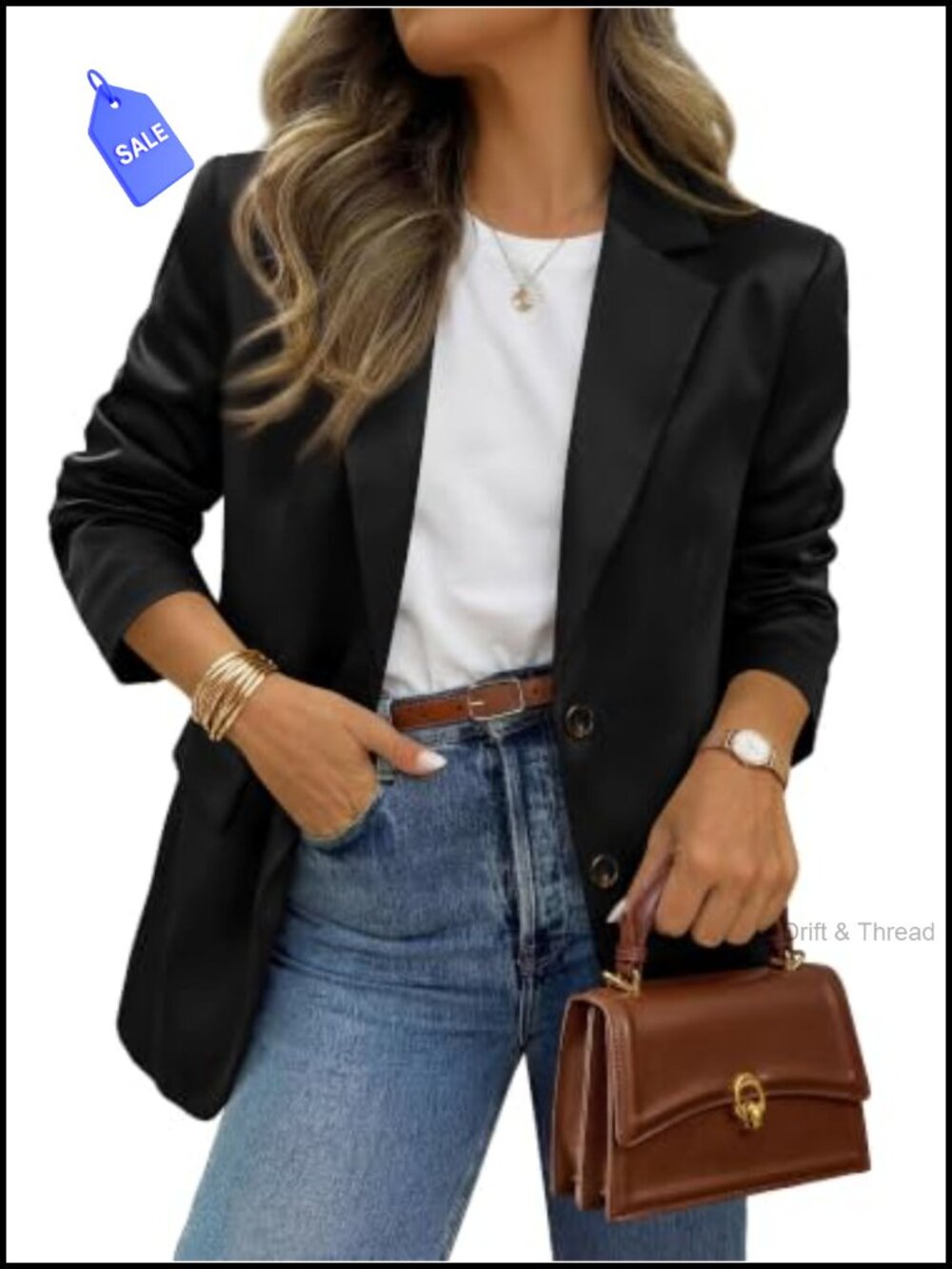 Satin Long Sleeve Blazer Button Down Business Casual Work Jacket